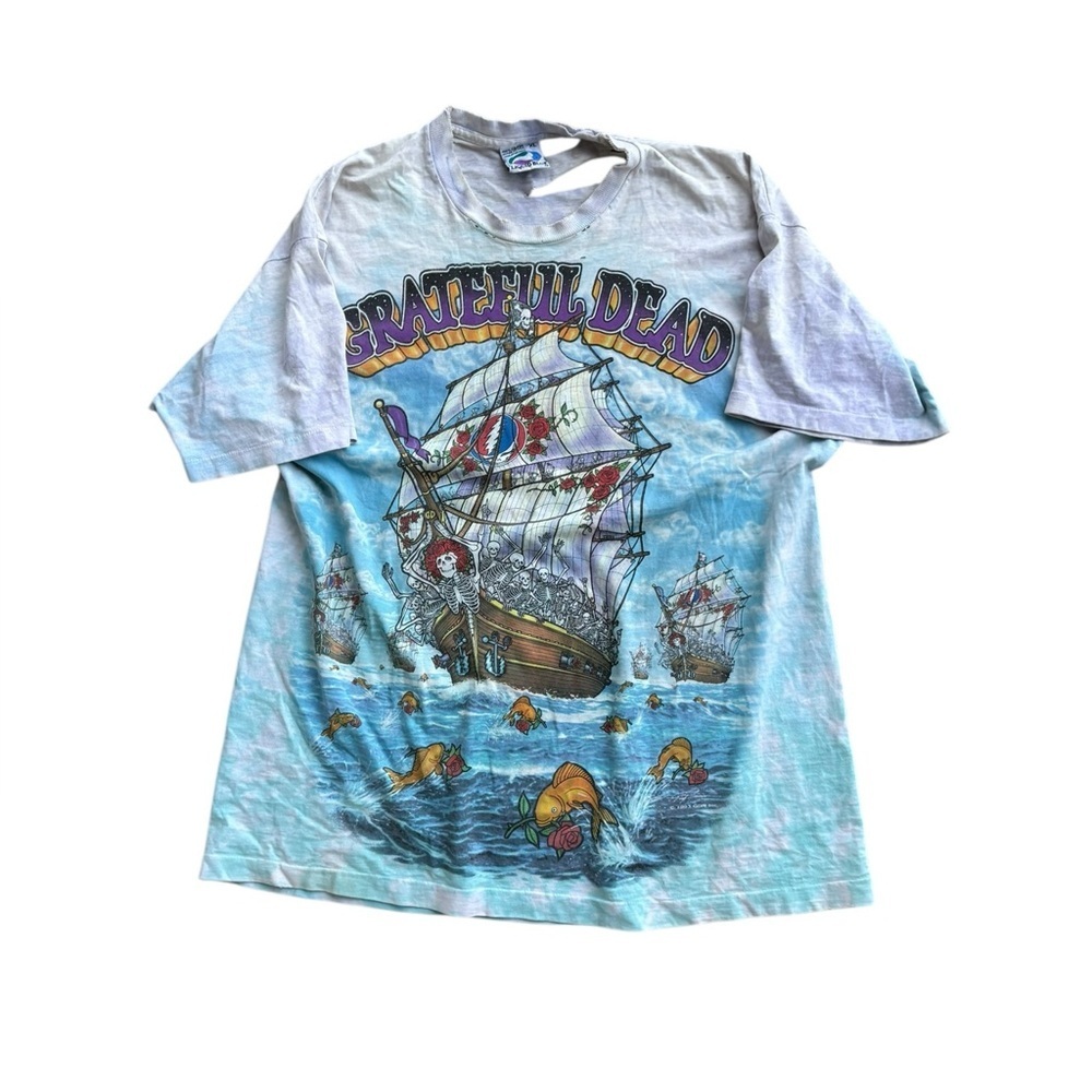 Vintage 1993 Distressed Grateful Dead Ship of Fools XL Liquid Blue Made in USA